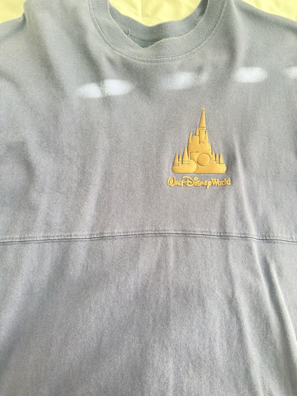 Disney Long Sleeve Tee in Light Blue with Yellow Castle Logo